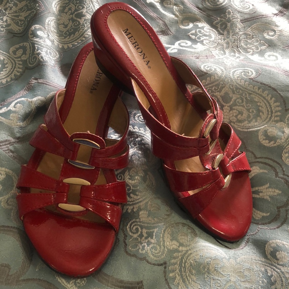 Red slide sandals